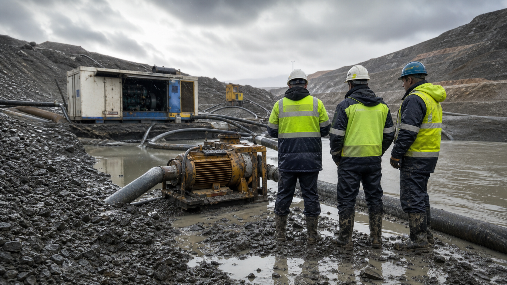 Mine drainage pump and backup power supply site