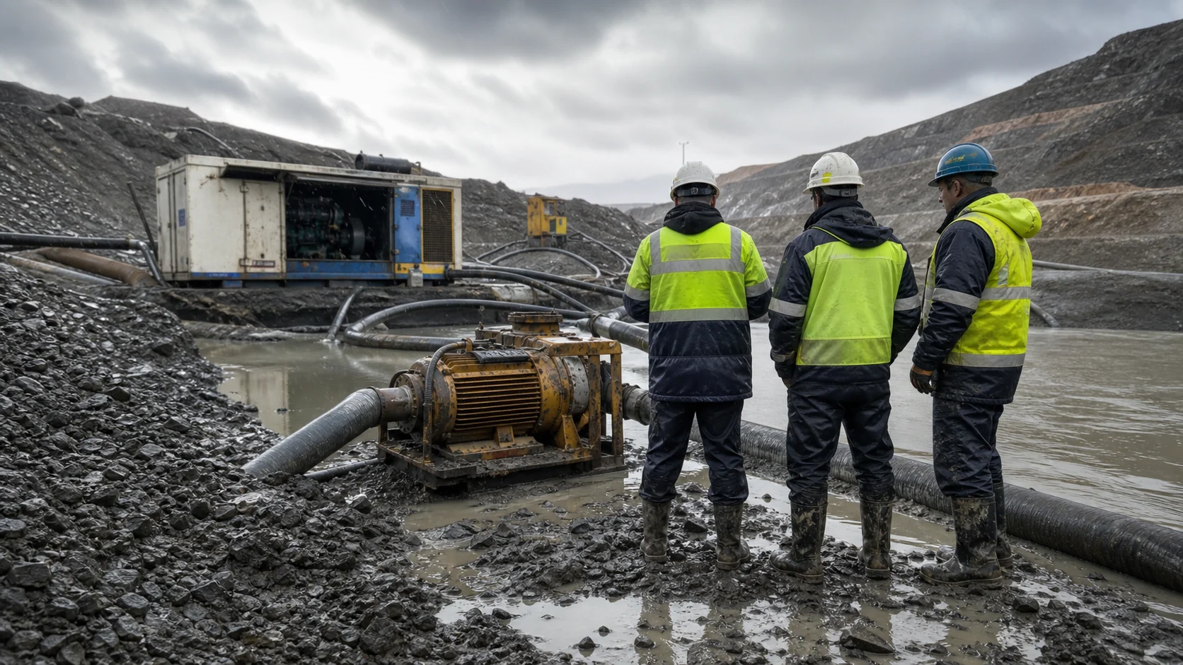 Mine drainage pump and backup power supply site