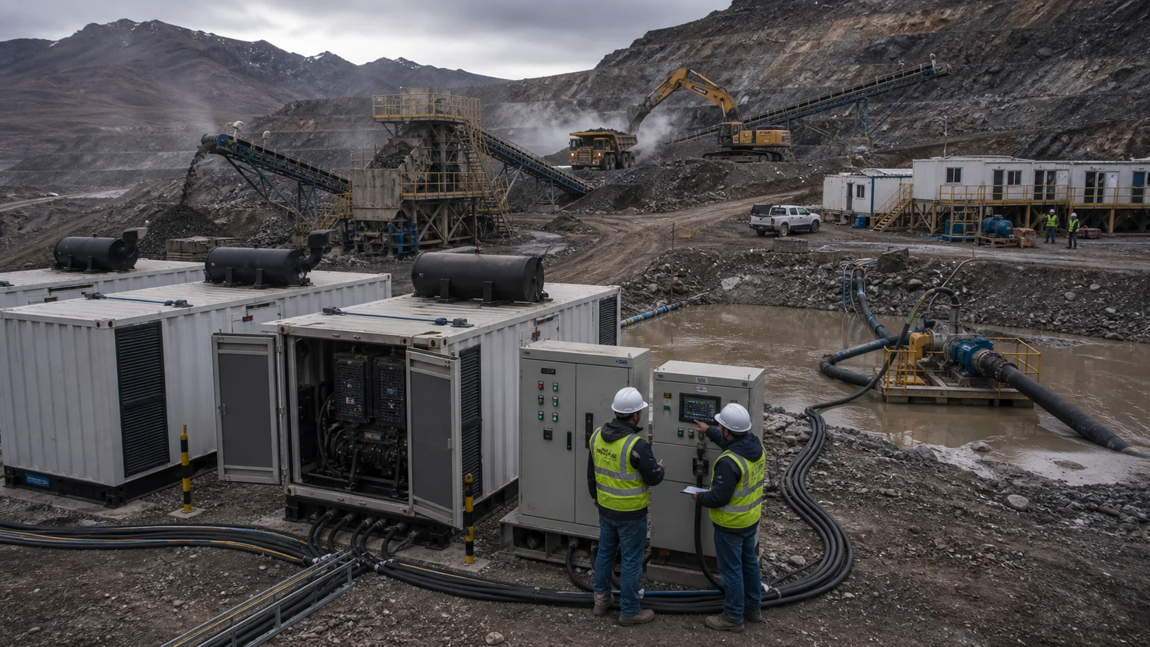 Parallel configuration of high-power container-type diesel generator sets