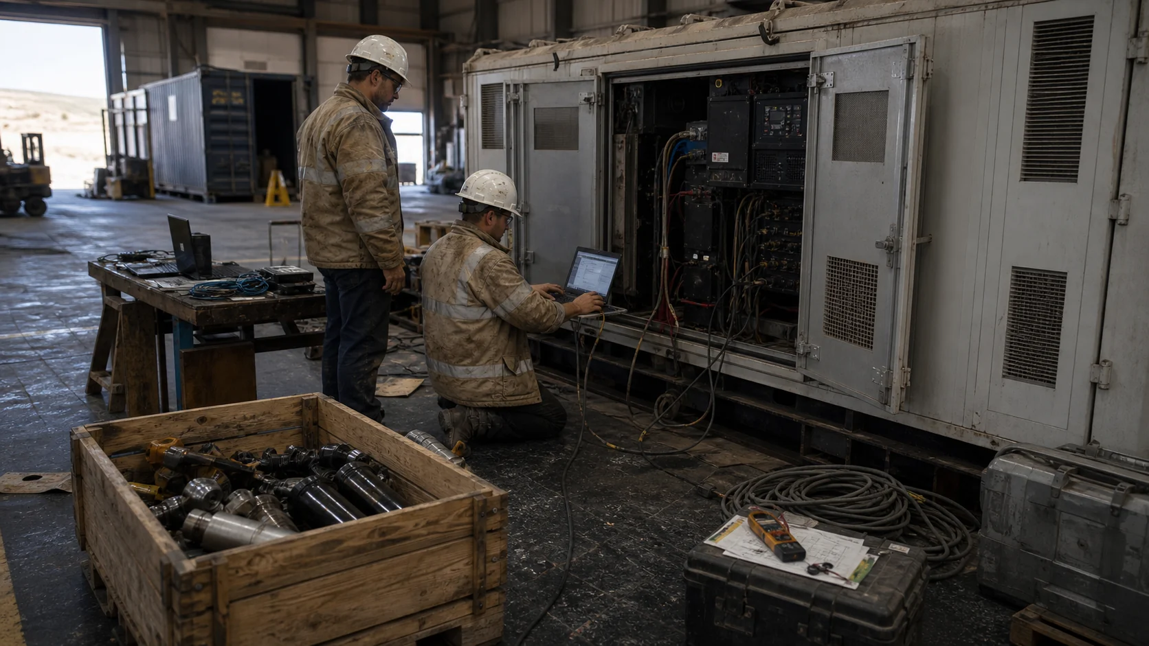 Mine maintenance workshop equipment inspection and generator set commissioning