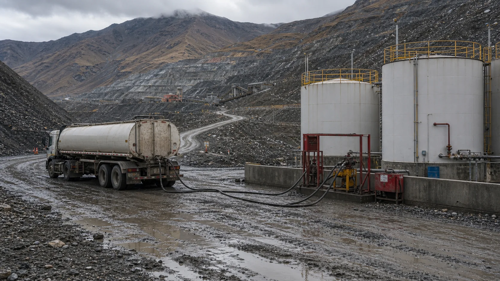 Problema de transporte y reabastecimiento de combustible en mina remota