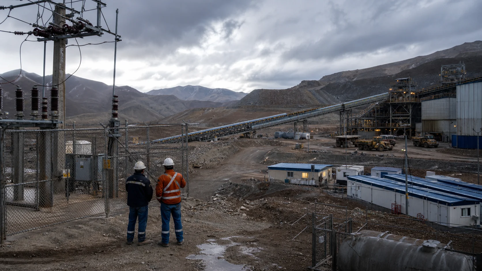 Mining processing lines and on-site power supply systems