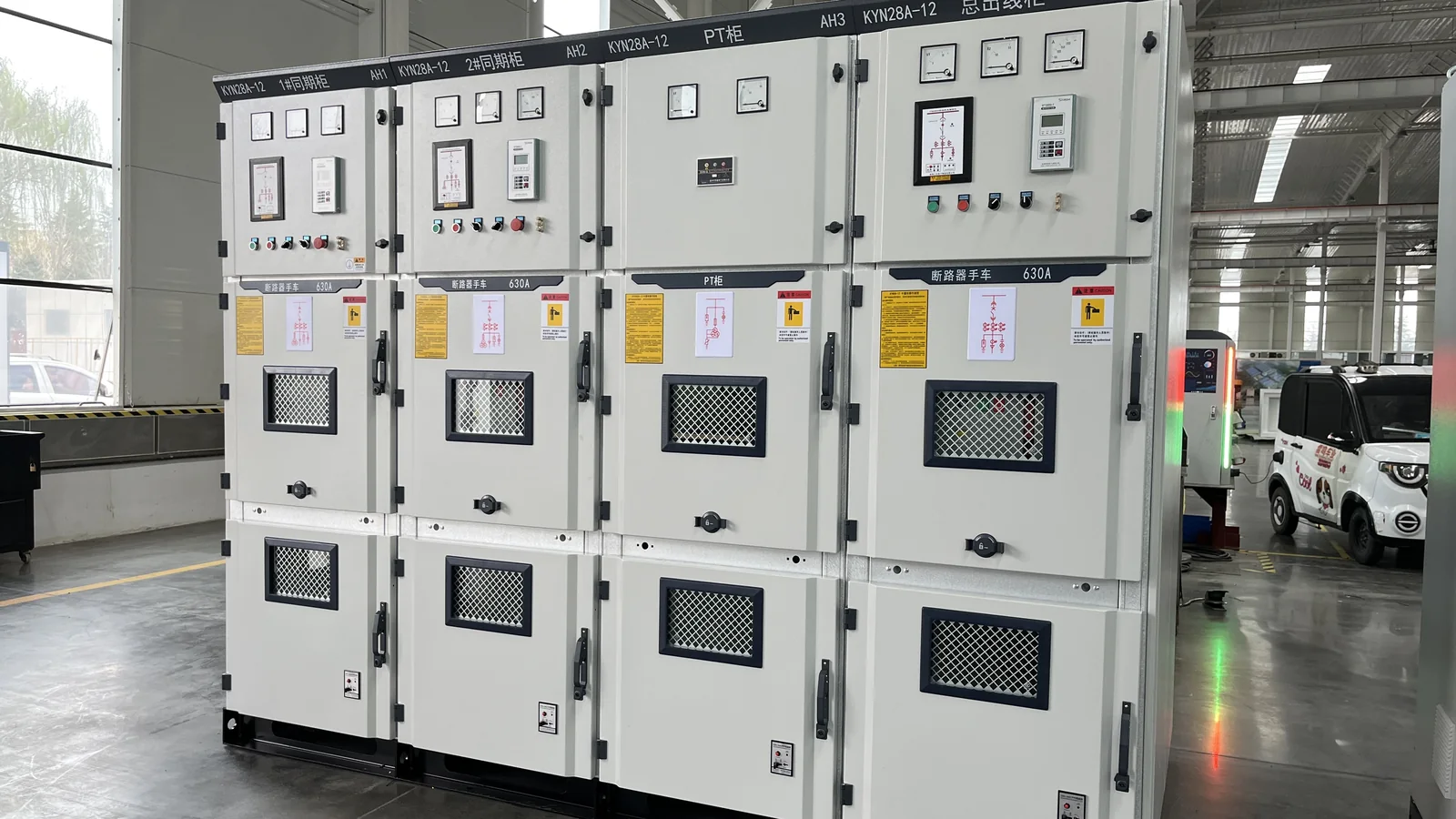 Paralleling and synchronization switchboard with breakers, controllers, meters and enclosure structure